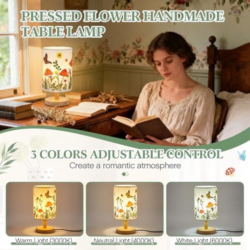 Hortsun Pressed Flower Vintage Table Lamp,Mushroom Pattern - Image 4