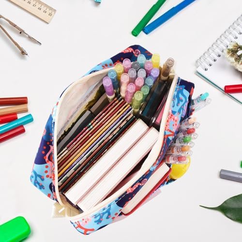 Multiple Pockets Portfolio Organizer with Zipper,Makeup Bag Pencil Pouch - Image 3