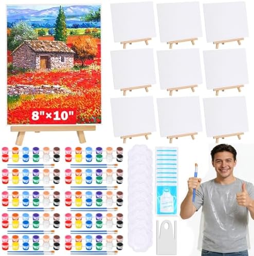 10 Pack Sip and Paint Kit for Adults Girls Night, Canvas Painting Kit by Evatage