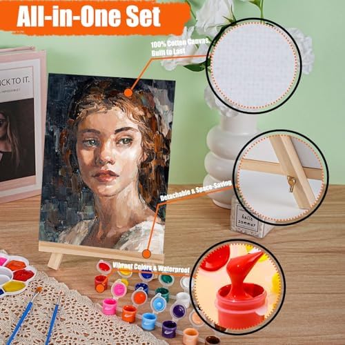 Orbixa Paint Party Kit for Adults & Kids – 8-Pack All-in-One Sip & Paint Set with Easels, Brushes, Acrylic Paints & 100% Cotton Canvas Boards – Perfect for Paint Nights, Group Events & Gifts - Image 5