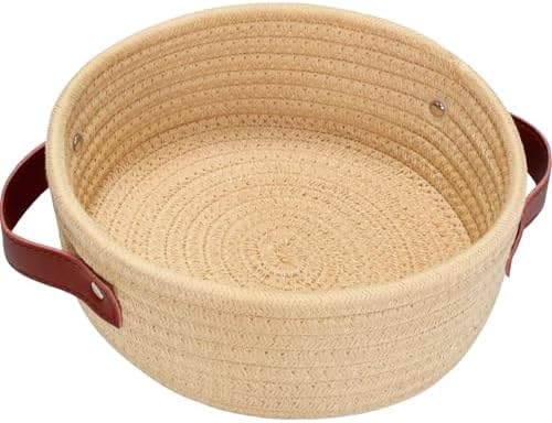 ABenkle Small Storage Basket, Mini Cotton Rope Storage Bin, Cute Tiny Shelf Baskets, Boho Decorative Toy Organizer for Nursery, Spa, Empty Gift Basket - XS by ABenkle