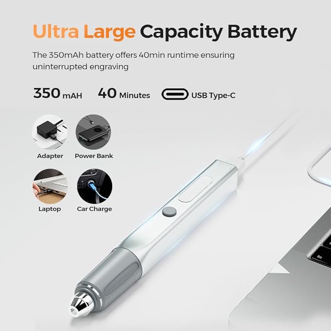 Cordless Engraving Pen, Rechargeable Engraving Pen for Metal, Wood, Glass and Plastic, Engraving 60+ Surfaces, Beginner Friendly Engraver Pen Tool