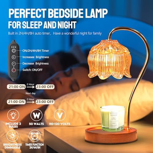 GEEZO Fragrance Candle Warmer Lamp，Electric Candle Warmer with Timer & Dimmer，Mom Christmas Birthday Gifts for Women, House Warming Gifts New Home Bedroom Decor - Image 2