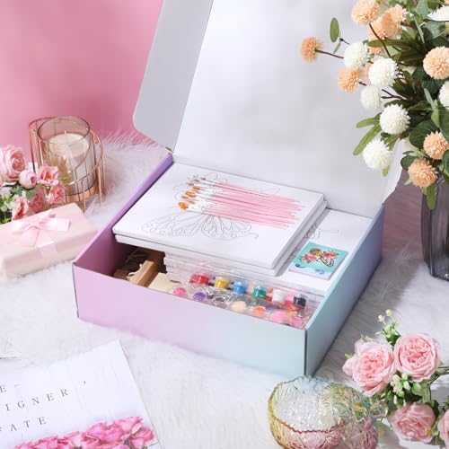 Engrowtic 57pcs Butterfly Sip and Paint Kit for Adults Pre Drawn Canvas Set - Image 5
