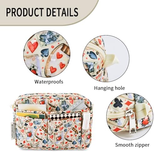 Multiple Pockets Portfolio Organizer with Zipper,Makeup Bag Pencil Pouch - Image 5