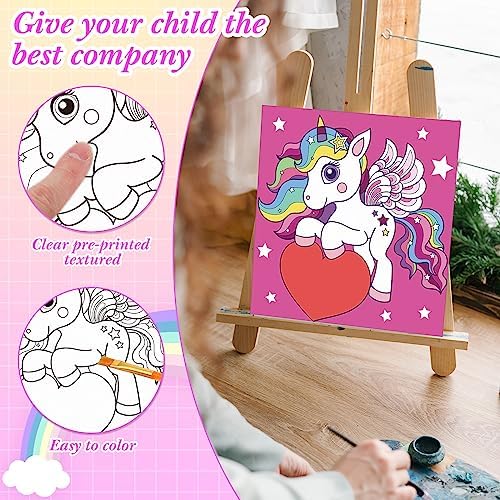 Sherr 12 Pcs Pre Drawn Canvas for Adults, Unicorn, 8 x 8 Inch - Image 4