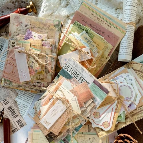 400PCS Vintage Scrapbook Paper Journaling Scrapbooking Supplies Kit Aesthetic Decorative Craft Paper Assorted for Bullet Junk Journals Card Making Craft DIY, Memory Post Office Series by Unknown