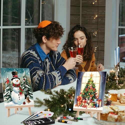 Cholemy 36 Pcs Paint and Sip Kit Gift for Adults 8''x10'',Christmas A - Image 5
