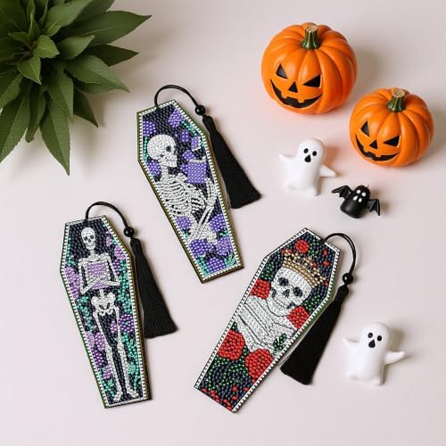 8 Pcs Colorful Gothic Diamond Art Bookmark, DIY 5D Kits Supply with Tassels - Image 6
