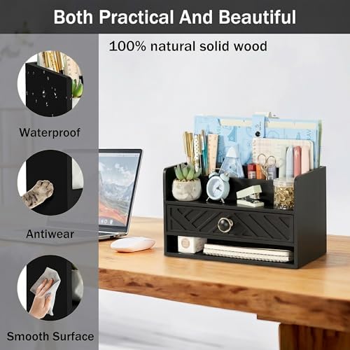Desk Organizer with Drawer, Countertop Bill Mail Organizer and File Storage - Image 3