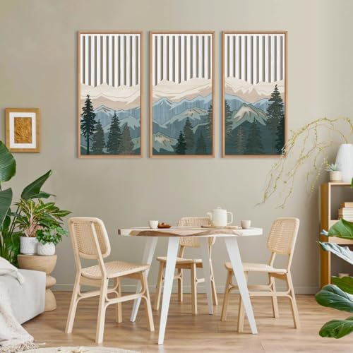 IARTTOP Large Mountain Wood Wall Art Framed Decor Set of 3, Modern Mountain Landscape Wall Art Nature Artwork Wall Decor for Bedroom, Living Room, Office-16 x32 - Image 5