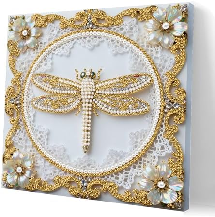 Pearl Art Kits Painting for Adults, DIY Mindfulness Therapy with Framed Canvas and Tools, Beginner Wall Decor-Dragonfly by Artiphile