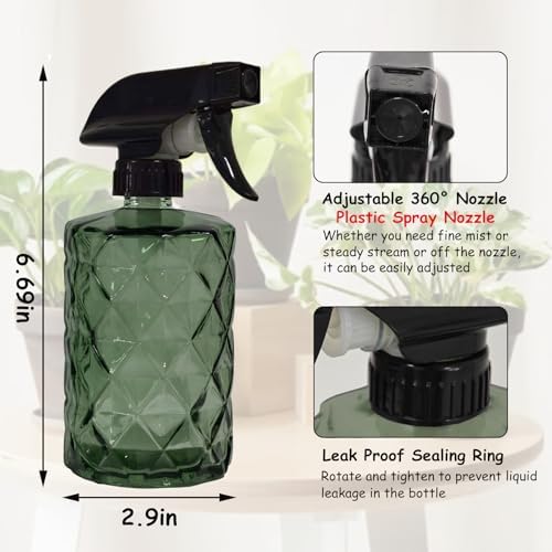 YYTSGG Green Glass Plant Mister Bottle, 12oz Refillable - Image 2