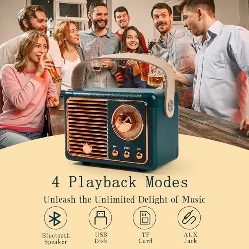 Mini altavoz Bluetooth Retro, altavoz inalámbrico portátil Bluetooth, Vintage Decor,Estilo Vintage tierno y Vintage para dormitorio, cocina, escritorio, oficina, Fiesta, viaje al aire Libre - Image 4