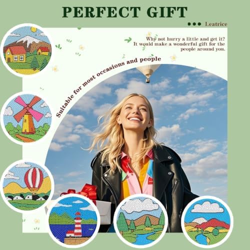 Leatrice 6PCS Diamond Art Coasters Small Diamond Painting Kits for Adults - Image 6