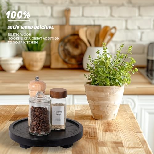 Round Decorative Tray Farmhouse Kitchen Decor Soap Dish, 8" Black - Image 2