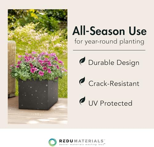 Tierra Verde Self-Watering Planter, Citadel Horizon, 13.5"x14", Black - Image 3