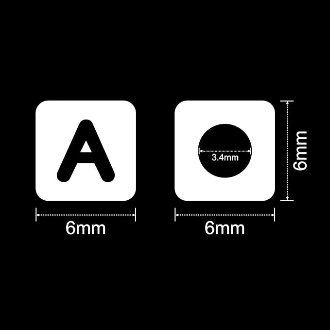 Augshy Alphabet Beads, 1000PCS White Letter Beads Number Cube Beads for Jewelry Making DIY Necklace Bracelet (6mm)