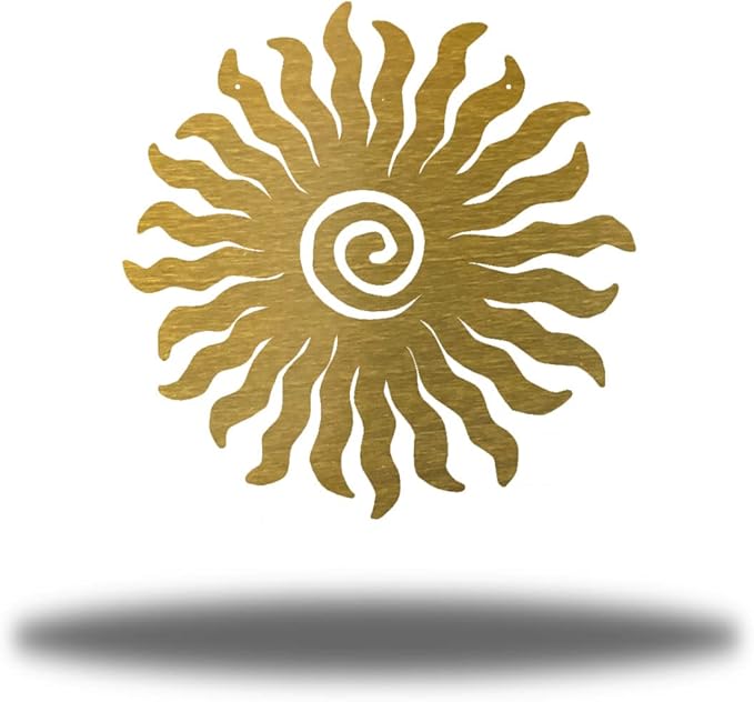 Riverside Designs Sunburst Metal Wall Art Steel Outdoor Decor - Heavy-Duty and Waterproof - Made in USA (30", Gold)