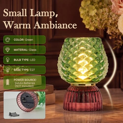 Small Battery Operated Lamp with Timer, Pinecone, Green - Image 2