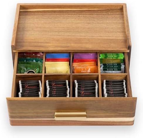 Acacia Wood Tea Bag Organizer, Tea Organizers and Storage Box, Tea Caddy for Tea Bags Storage Drawer, Teabag Holder Container Boxes for Countertop, Tea Station Chest Display Wooden, Organizador De Te - Image 6
