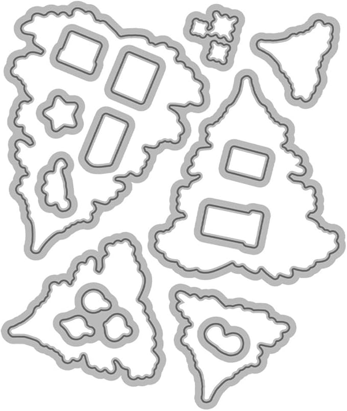 Box Christmas Tree Stamps and Cutting Dies for Card Making DIY Transparent Silicone Clear Stamp and Metal Die Cuts Sets for Scrapbooking Paper Greeting Cards Decor Seals Craft Supplies