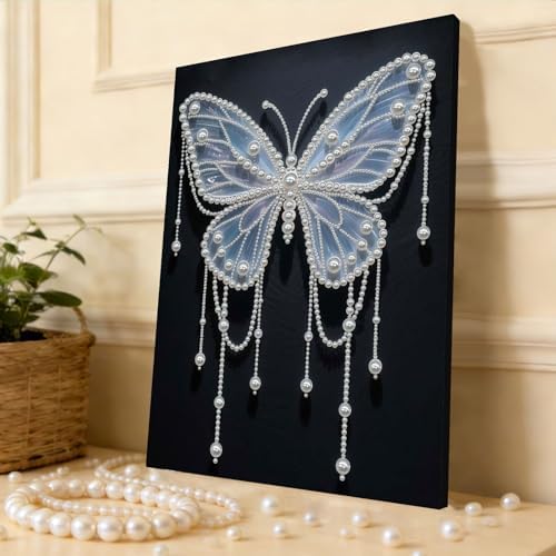 DIY Pearl Painting with Frame, Creative Design, Handmade Stress-Relieving Home Wall Decoration, Includes Frame and Tools-Butterfly-2 - Image 2