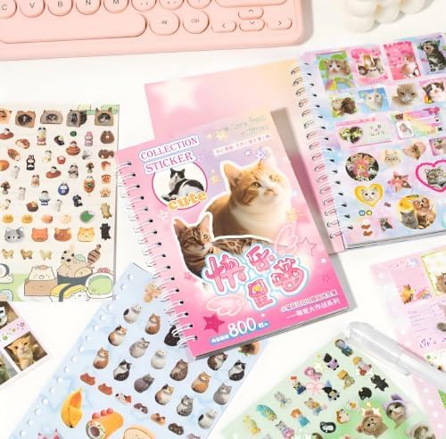 Cat Sticker Book Kawaii Cute Stickers Bulk Aesthetic Funny Meme 800+ - Image 3