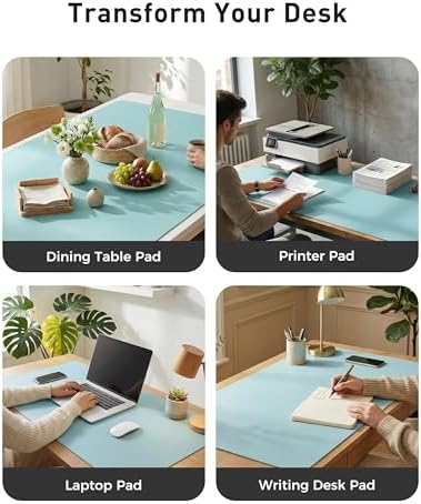 Aothia Faux Leather Desk Mat - Large Mouse Pad, Non-Slip PU Leather Blotter, Waterproof Writing Surface for Office and Home (Blue Topaz, 63" x 24") - Image 6