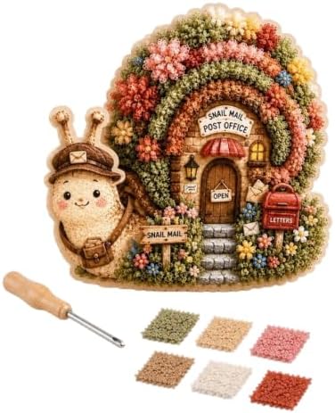 Whimsical Village 3D Poke Art Kit, DIY Cottagecore Fabric Craft Set for Adults, Beginner Friendly Storybook Art Project, Floral Mushroom House Craft Hobby, Multiple Cute Designs for Relaxation, C - Image 3