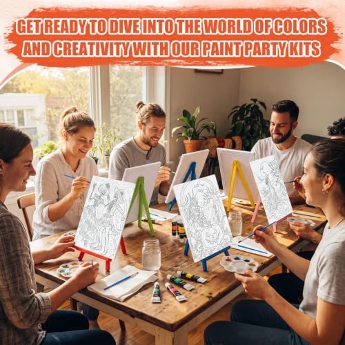 Sherr 108 Pcs Halloween Sip and Paint Kit, Pre Drawn Canvas for Adults - Image 4