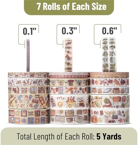 Mr. Pen- Washi Tape Set, 21 Rolls, Assorted Sizes, 5 Yards/Roll - Image 4
