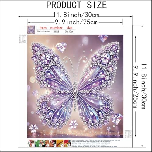 5D Diamond Painting Kits for Adults,Purple Butterfly Diamond Art Kits - Image 5