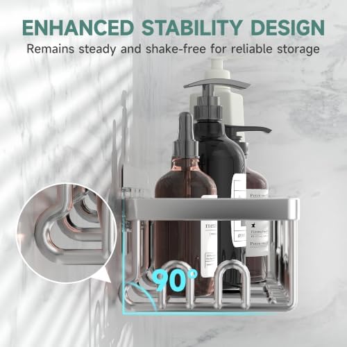 Veken Shower Caddy 6-Pack, Bathroom Organizers and Storage, Silver - Image 2