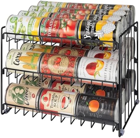 Kitchen Details 3 Tier Can Storage Organizer Rack in Black - Image 4