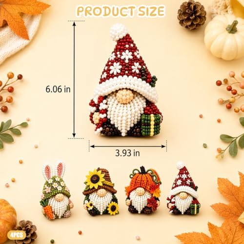 Ewudjou 1-Pack 3D Beaded Gnome DIY Kit & 3D Beaded Gnome Kit, Autumn Themed Beaded Craft Set for Adult Beginner Decoration - Image 2