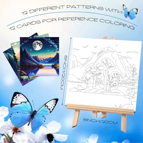 Affrolling 12 Pcs Pre Drawn Canvas to Paint for Adults Sunset Landscape - Image 2
