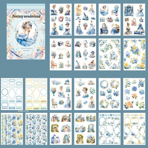 Alideco 20pcs Vintage Scrapbook Stickers Europe and The United States Figure Flowers Sticker Book for Adults Sticker journaling Stickers for Scrapbooking (menghuanxianjing) by Alideco