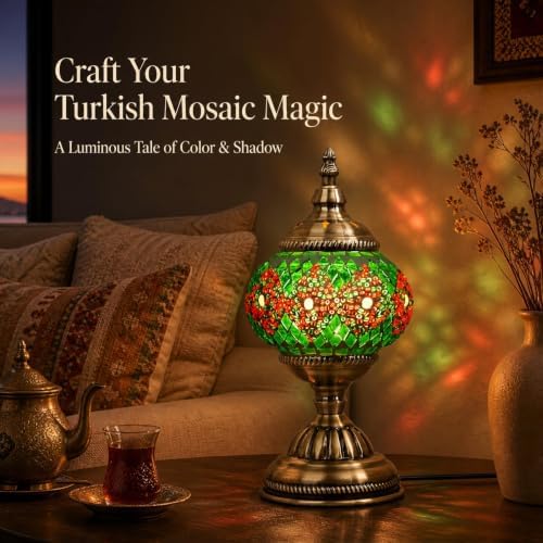 DIY Turkish Mosaic Lamp Kit for Adults & Teens, 5.2" Shade, Green - Image 5