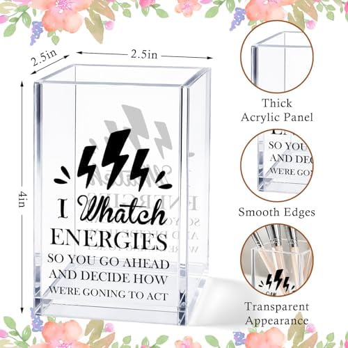 Acrylic Pen Holder Cup, Inspirational Office Desk Decor, Coworker Gift for Women, Pencil Holder Organizer, Friendship Gift for Best Friend Sister Colleague - Image 3
