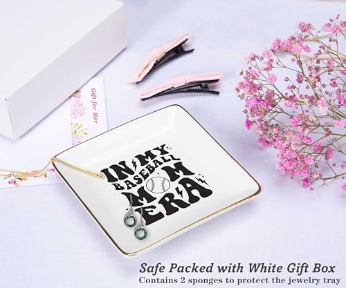 NZY Gifts for Baseball Coach,in My Baseball Mom Era,Game Day Gift for Mom,Sport Mom Gift,Mother's Day Gift,Birthday Gifts for Mother Mama-Christmas Gift-Ceramic Jewelry Tray Trinket Holder Ring Dish - Image 2