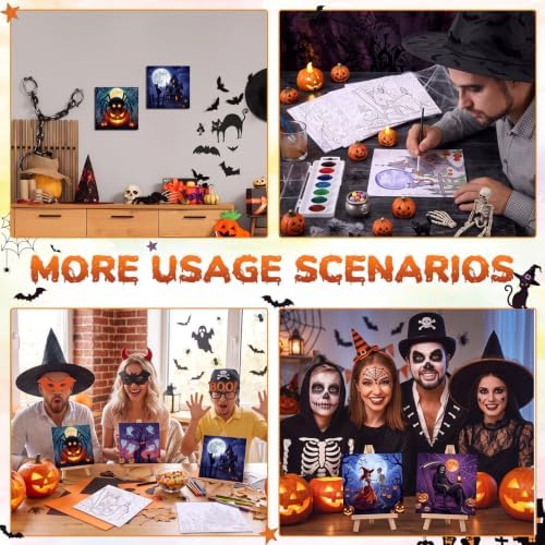 Honoson 6 Pcs 6 Inch Pre Drawn Canvas Paint Kit, Halloween - Image 5