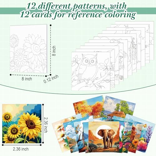 Sherr 12 Pcs Pre Drawn Canvas for Adults,Mixed Style,8 x 8 Inch - Image 3