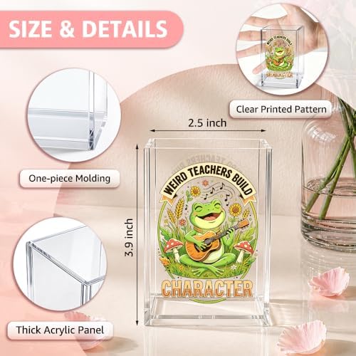 Funny Weird Teachers Build Character Acrylic Pencil Holder Cup - Image 2