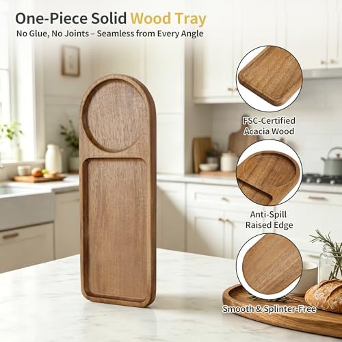 Small Wood Tray – Acacia Serving Platter Vanity Tray Mini Wooden Tray Decor - Image 3