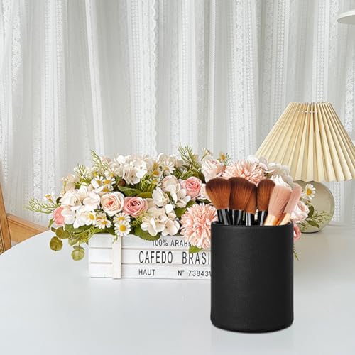PU Leather Pen Holder Desk 3.94-inch Tall Pencil Cup Organizer - Image 5
