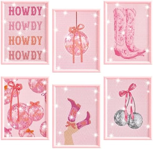 Chunful 6 Pcs Pink Preppy Western Bow Diamond Art for Adults, 10x11.8 by Chunful