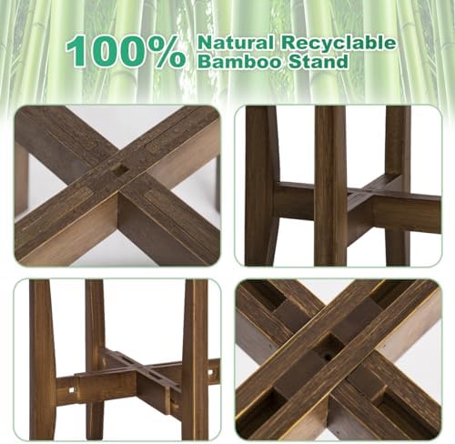Rnined Plant Stand Indoor, Bamboo Plant Shelf, Adjustable Corner Plants Flower Holders Single Floor Plant Stand, Fits 8 to 12 Inches Pots,(Pot & Plant Not Included)(walnut) - Image 5
