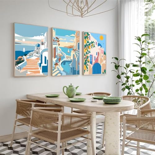 SYDYLH 6 Pack Paint by Numbers Kit for Adults Beginners,DIY Acrylic Painting Set for Seaside and City Landscapes on Canvas Framed, Adults Kids Paint by Numbers Kits for Home Wall Decor 8x12inch - Image 3