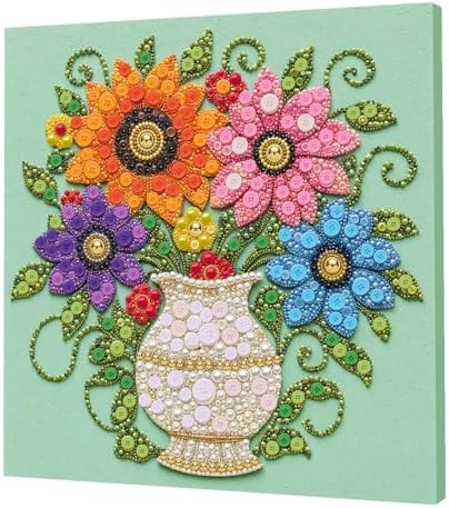 Framed Button Art Kit 11.8" DIY Mosaic Craft for Adults(White Vase) by Unknown